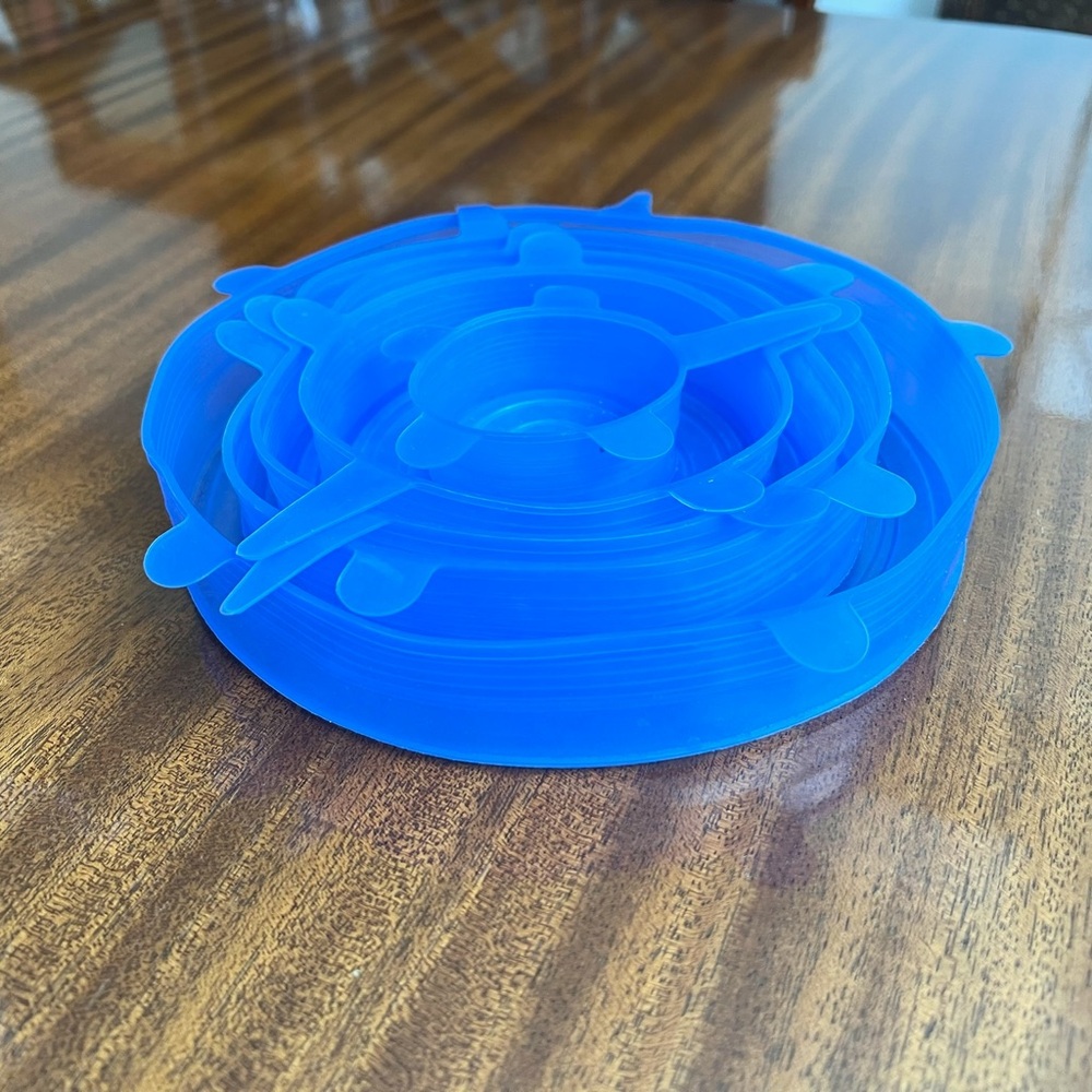 Flexible Blue Silicone Stretch Lids - Set